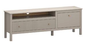 Szafka pod telewizor – elegancki design, kolor taupe, wymiary 160×54,5×37 cm, materiał MDF