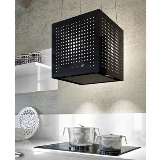 FALMEC Rubik E.ion – wyciąg wyspowy, czarny, szkło hartowane, 42 cm