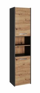 Wysoka szafka łazienkowa z półkami antracyt + dąb artisan – Boleris 3X, minimalistyczny design, funkcjonalność