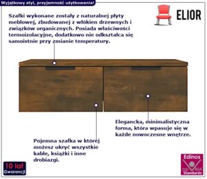 Szafki wiszące pod TV Lewix – eleganckie, funkcjonalne, przydymiony dąb, wymiary 68x30x20 cm