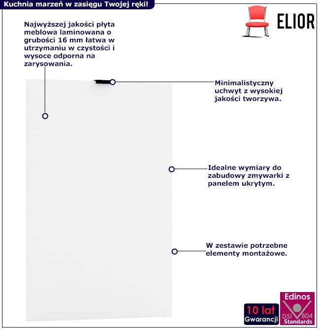 Front do obudowy zmywarki z panelem niewidocznym 45 cm – Elandro 17X