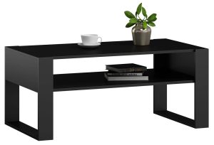 Czarna Ława Kawowa Z Półką W1-E18 – nowoczesny design, czarny, 100 cm x 53,6 cm x 50 cm, laminowana płyta meblowa