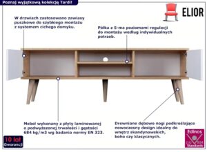 Skandynawska szafka pod telewizor dąb artisan + biały – Dubby 5X 160 cm – elegancki design, wysoka jakość, funkcjonalność