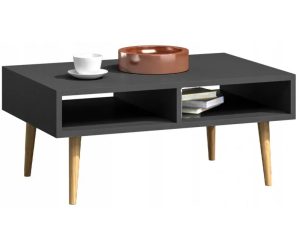 Industrialna ława do salonu – Olzo, minimalistyczny design, antracyt, 100x50x46 cm, płyta laminowana