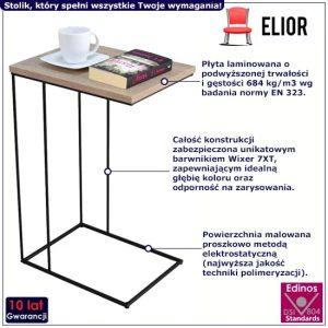 Druciany stolik pomocniczy dąb sonoma + czarny – Martix 5X, nowoczesny design, stabilna konstrukcja, metal, laminat