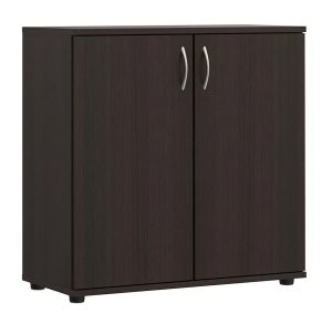Minimalistyczna Komoda Biurowa Z Drzwiczkami Wenge L1-K53 – elegancki design, dwie półki, wenge, płyta laminowana