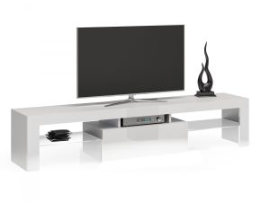 Szafka pod telewizor, stolik rtv, deko, 160x40x45 cm, biel, połysk