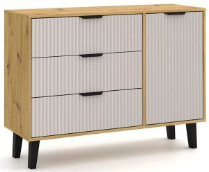 Komoda z szafką i 3 szufladami dąb artisan + kaszmir S8-N93