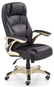 Czarny fotel gabinetowy obrotowy – ergonomiczne siedzisko, skóra ekologiczna, mechanizm Tilt Plus