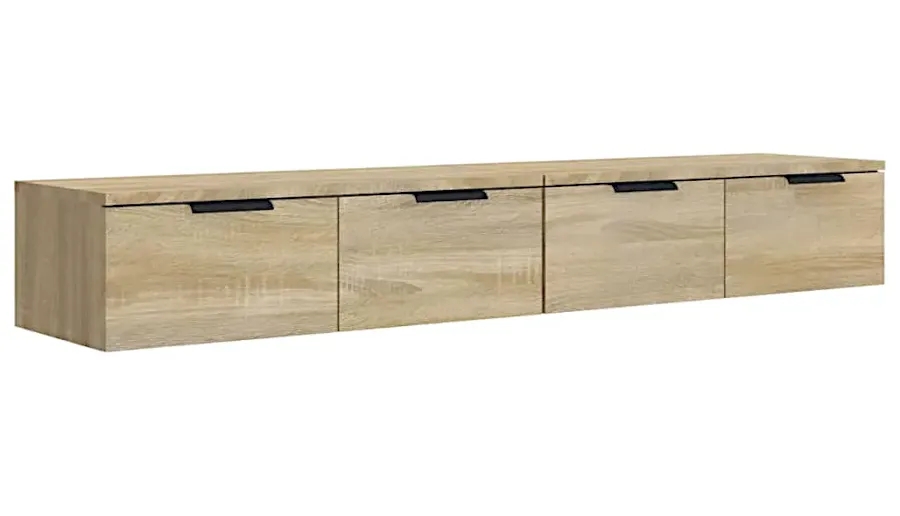Nowoczesne szafki ścienne dąb sonoma – Lewix, minimalistyczny design, funkcjonalność
