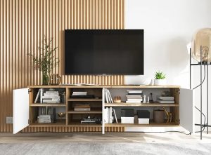 Wisząca szafka rtv dąb wotan + biały – Avila 8X