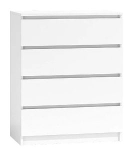 Biała Komoda Skandynawska Z 4 Szufladami W2-E35 – nowoczesny styl, minimalistyczna forma, wysoka jakość