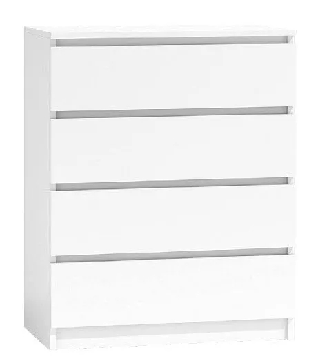Biała Komoda Skandynawska Z 4 Szufladami W2-E35 – nowoczesny styl, minimalistyczna forma, wysoka jakość