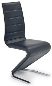 Czarne Krzesło Metalowe Z Ekoskóry W Stylu Nowoczesnym W7-Z49 – minimalistyczny design, ekoskóra, chromowana stal