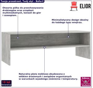 Minimalistyczna szafka RTV z półka beton – Sarsa