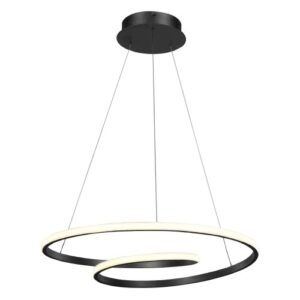 Lampa wisząca LED RING – nowoczesny żyrandol, czarna pętla, stal