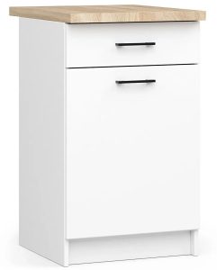 Dolna szafka kuchenna z blatem 50 cm – Vivienne 8X, minimalistyczny design, biały, laminowana płyta