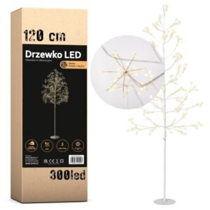 Drzewko 300 LED 120 cm – ciepły biały, energooszczędne diody LED, dekoracja świąteczna