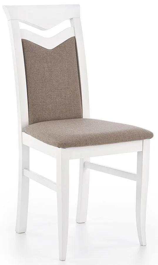 Białe krzesło drewniane tapicerowane – Vestia, nowoczesny design, naturalne materiały, komfortowe siedzisko