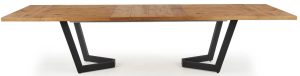 Dębowy stół industrialny do kuchni i jadalni XL – Divon 3X, rozkładany, czarna podstawa, 160-340 cm