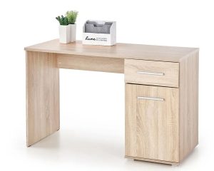 Skandynawskie biurko z szufladą i szafką dąb sonoma 120 cm – nowoczesny design, trwałe materiały