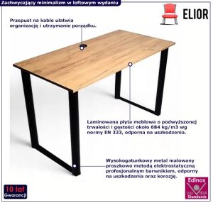 Industrialne biurko do pracy 120×60 dąb craft złoty – Trilox