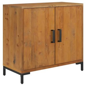 Brązowa drewniana komoda z drewna recyklingowego – Melody, pojemne półki, ekologiczna, 75x35x70 cm