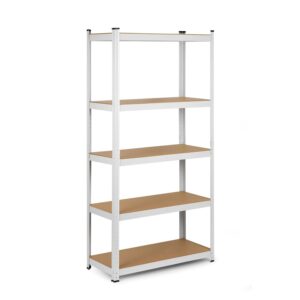 Regał metalowy, magazynowy Humberg 4847 – pięć półek, biały, 90x40x180 cm, stal ocynkowana