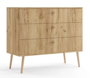 Minimalistyczna komoda boho dąb craft złoty – Geza 8X, naturalne drewno, nowoczesny design