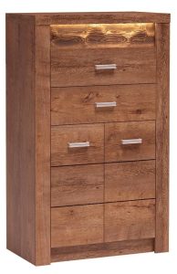 Komoda Filin 7X – praktyczna, nowoczesna komoda z szufladami i szafkami, kolor jesion jasny, wymiary 127x76x42 cm, materiał laminowana płyta meblowa