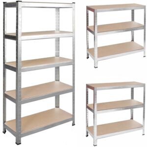 Regał metalowy magazynowy 180x90x40 cm – 5 półek, biały, do piwnic i garaży