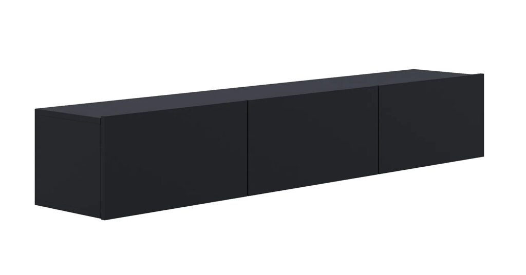 Czarna Szafka Pod Telewizor Wisząca R9-H30 – nowoczesny design, wysoka funkcjonalność, minimalistyczna, płyta meblowa
