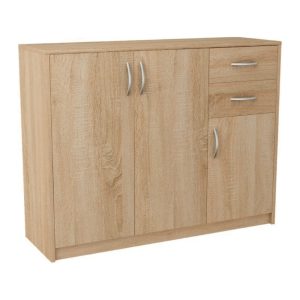 Komoda z szufladami, drzwiczkami, Classic, 110x35x85 cm, dąb sonoma, mat