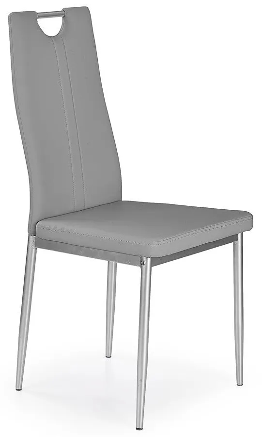 Popielate Metalowe Krzesło Tapicerowane T1-L42 – nowoczesny design, wysoki komfort, ekoskóra