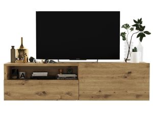 Wisząca szafka RTV, enjoy, 120x35x30 cm, dąb artisan, mat