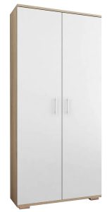 Szafa na ubrania Armo 3R – funkcjonalny design, biała + dąb sonoma, 80x50x190 cm, płyta laminowana