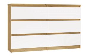 Nowoczesna podwójna komoda dąb artisan + biały – Berta 120 cm