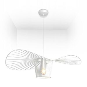 Lampa sufitowa kapelusz nowoczesna biała 80cm – elegancki design, regulowana wysokość, metal, włókno szklane