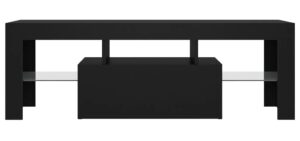 Czarna nowoczesna szafka RTV z LED – Artbo, oświetlenie RGB, 120 cm