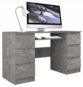 Biurko komputerowe KUBA – nowoczesne, funkcjonalne, beton, 130x51x76 cm
