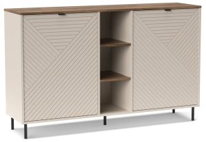 Komoda dwudrzwiowa z półkami kaszmir + dąb castello – Milox 5X