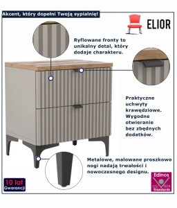 Beżowy ryflowany stolik nocny D9-N01