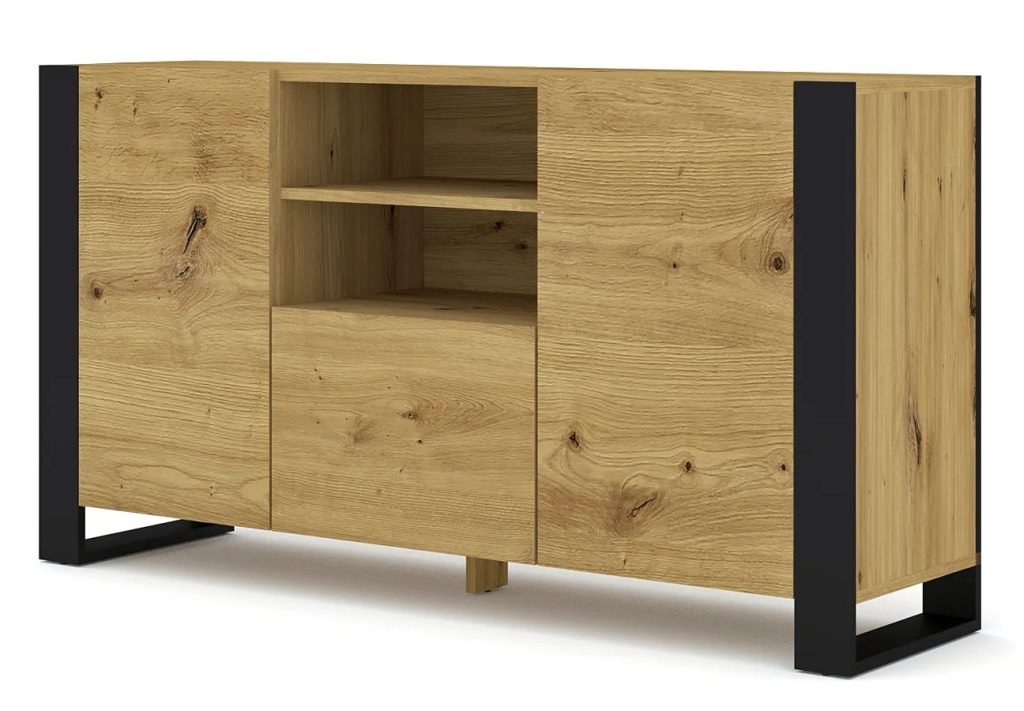 Duża Komoda Do Salonu Dąb Artisan L7-K02 – minimalistyczny design, funkcjonalność, materiał E1