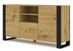 Duża Komoda Do Salonu Dąb Artisan L7-K02 – minimalistyczny design, funkcjonalność, materiał E1