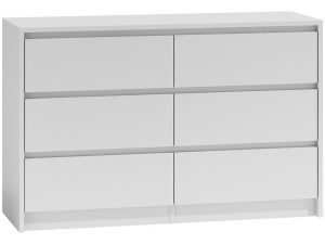 Komoda do sypialni, pokoju, K6, 120x40x75 cm, biel, mat