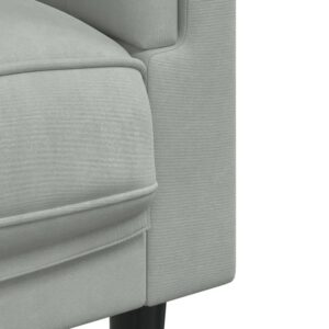 Jasnoszara aksamitna sofa 2-osobowa – nowoczesny design, komfortowe siedzisko, lite drewno