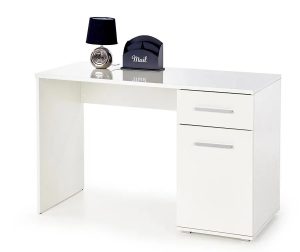 Białe biurko z szafką 120 cm – Kaloe, trwałe wykonanie, modny design, wysoka jakość