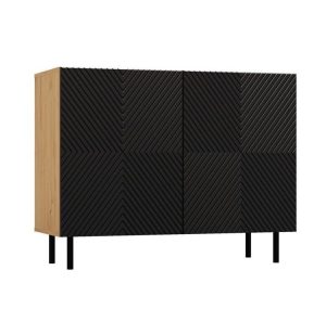 Elegancka komoda do pokoju, 100x40x78 cm, dąb artisan, czarny
