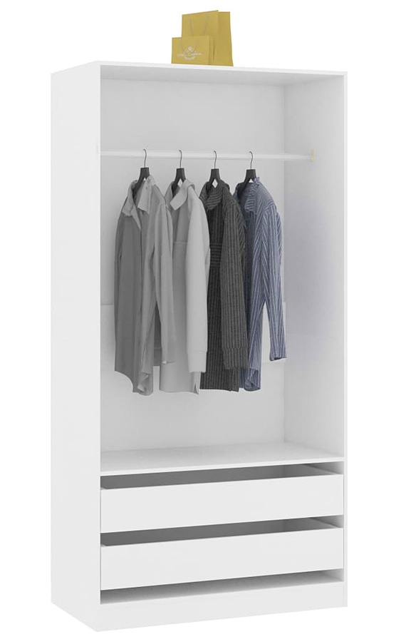 Biała szafa bez drzwiczek z szufladami – Uxaro 3X, minimalistyczny design, 100 cm szerokości, płyta MDF