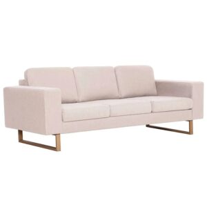 Elegancka trzyosobowa sofa Ladi 3X – komfortowa, kremowa, drewniana rama, tkanina Alcantar Pro